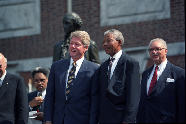 Bill Clinton with Nelson Mandela